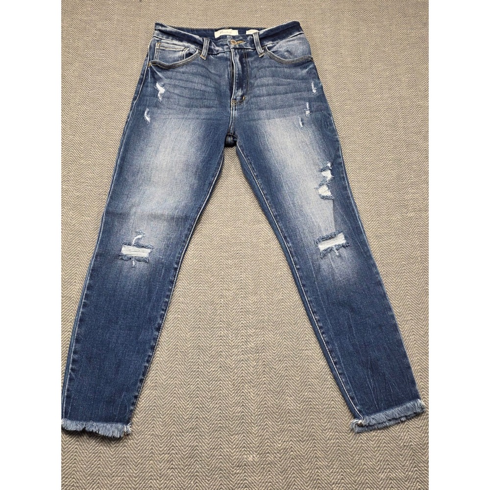 KanCan Signature High Rise Ankle Skinny Jeans‎ Distressed Raw Hem VBK2019AA 28